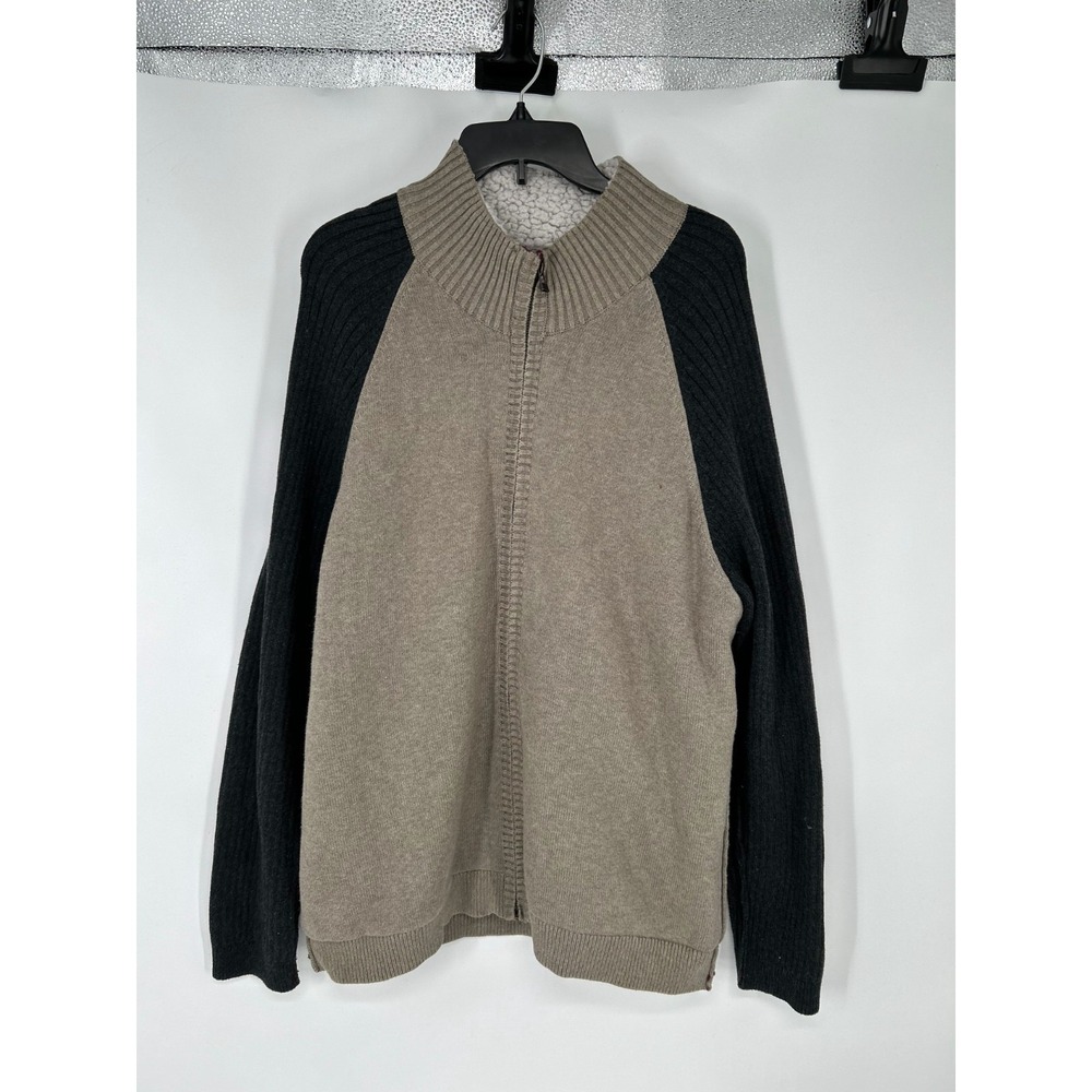 Carbon 2 Cobalt Sweater‎ Jacket Mens Size XL Sherpa Lined Full Zip Up Knit Beige